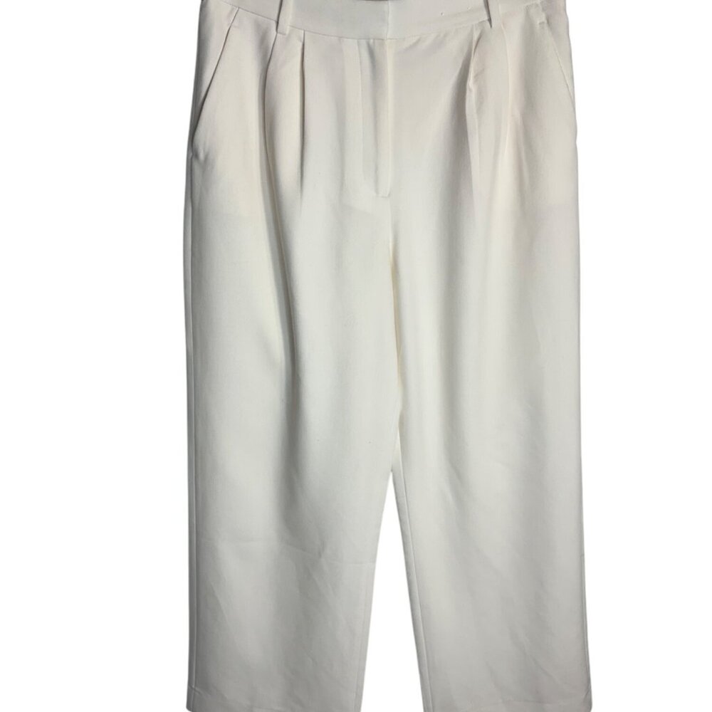 Abercrombie & Fitch A&F Sloane Low Rise Tailored Wide Leg Pant Cream-sz 31 - Picture 4 of 12